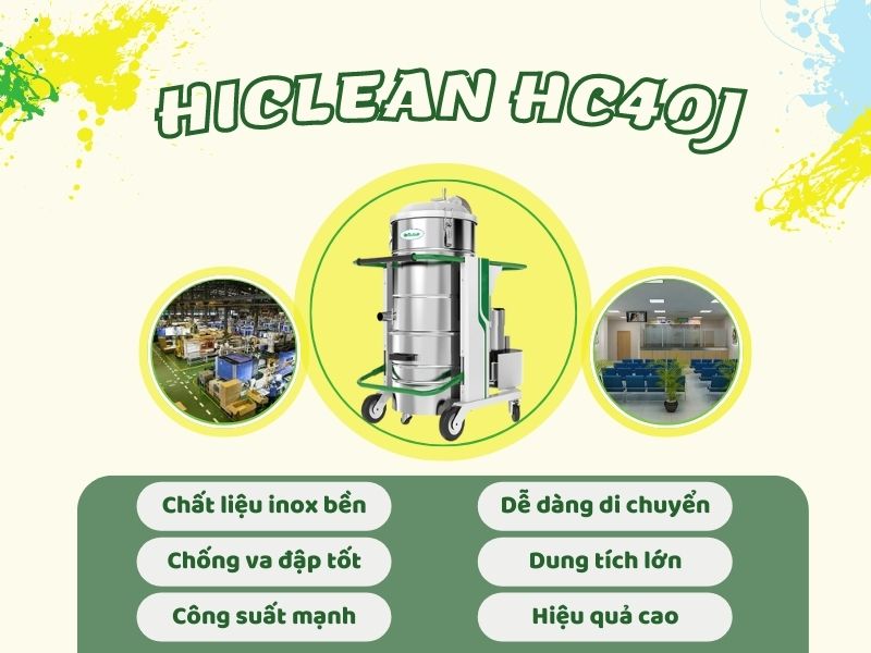 Máy hút bụi công nghiệp 3 pha Hiclean HC40J