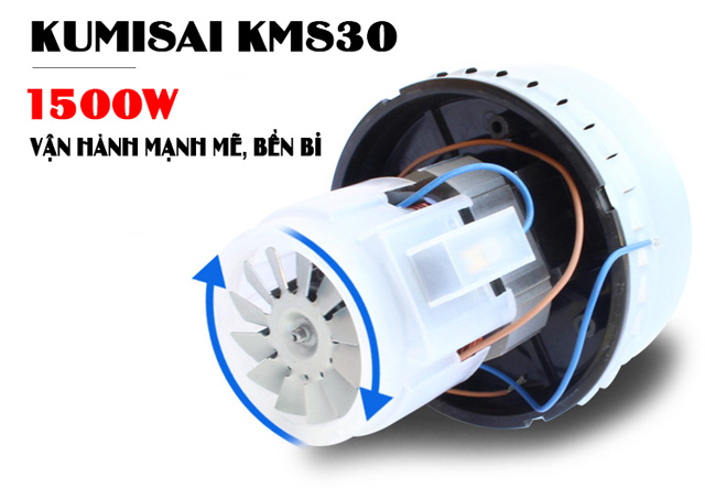 Máy hút bụi Kumisai KMS30 sở hữu công suất hoạt động mạnh mẽ