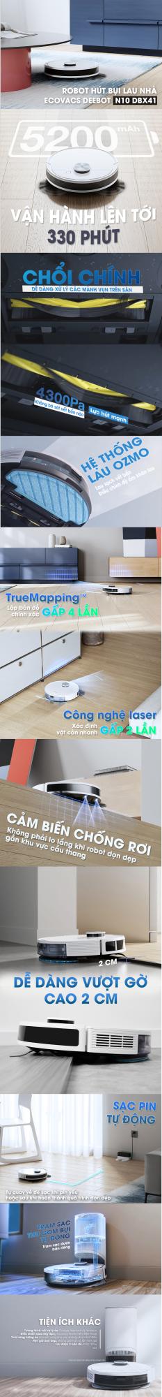 Robot hút bụi lau nhà Ecovacs Deebot N10 DBX41 5 Robot hút bụi lau nhà Ecovacs Deebot N10 DBX41