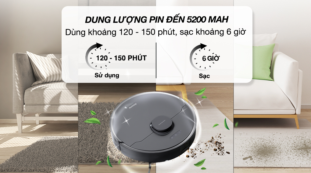 Robot hút bụi lau nhà Dreame D10S Plus - Dung lượng pin Robot hút bụi lau nhà Dreame D10S Plus - Dung lượng pin