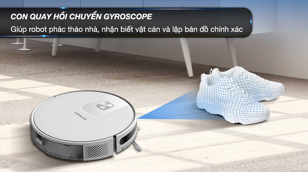 Robot hút bụi lau nhà Hitachi RV-X15N - Nhận biết vật cản Robot hút bụi lau nhà Hitachi RV-X15N - Nhận biết vật cản