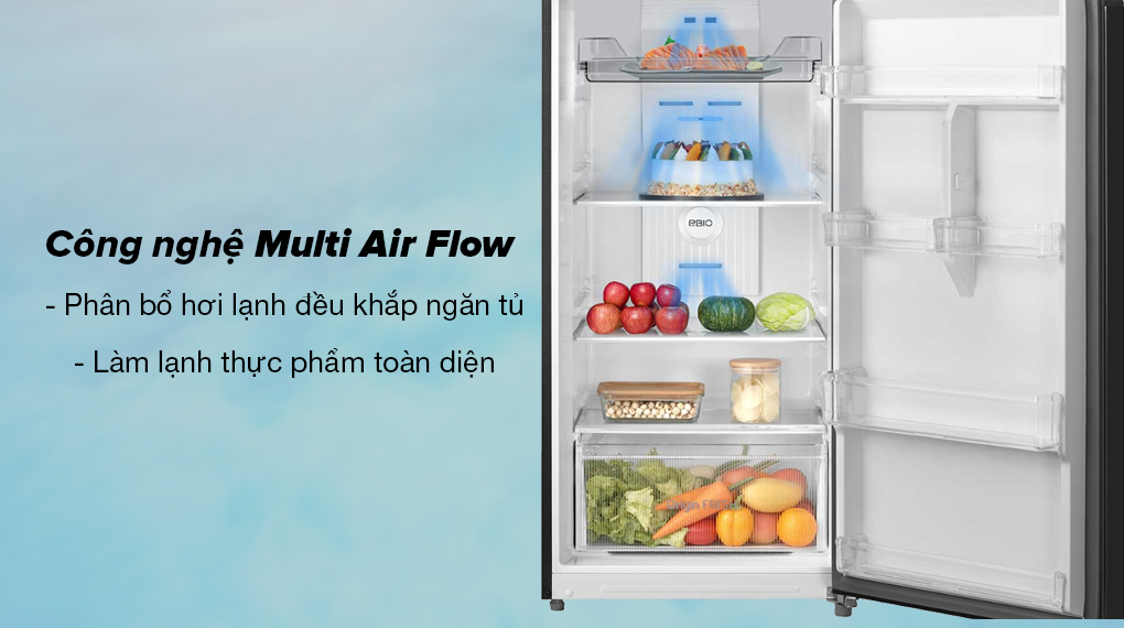 Tủ lạnh Toshiba Inverter 338 lít GR-RT468WE-PMV(58)-MM - Công nghệ luồng khí lạnh đa chiều Multi Air Flow làm lạnh thực phẩm toàn diện