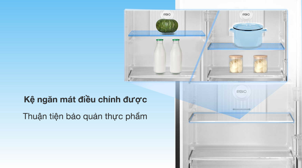 Tủ lạnh Toshiba Inverter 338 lít GR-RT468WE-PMV(58)-MM - Kệ tủ thay đổi được vị trí thuận tiện cho việc bảo quản thực phẩm