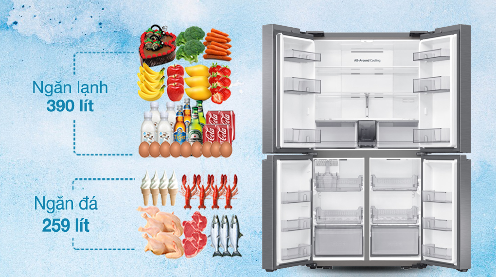 Tủ lạnh Samsung Inverter 649 lít RF59C700ES9/SV - Dung tích ngăn lạnh 390 lít, ngăn đá 259 lít