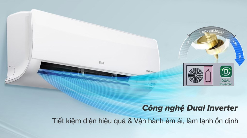 Máy lạnh LG Inverter 2 HP V18WIN1 - Công nghệ Dual Inverter tiết kiệm điện, vận hành êm ái