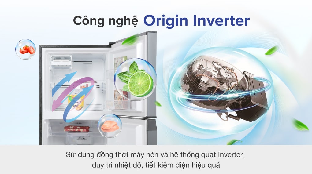 Tủ lạnh Toshiba Inverter 249 lít GR-RT325WE-PMV(06)-MG - Công nghệ Origin Inverter