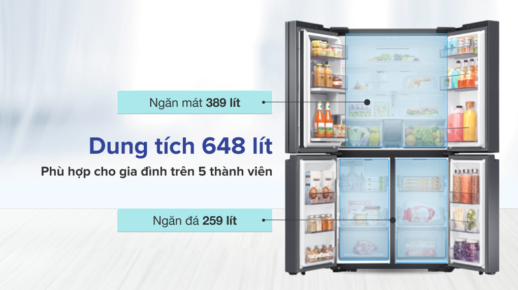Tủ lạnh Samsung Inverter 648 lít RF59C766FB1/SV - Dung tích sử dụng
