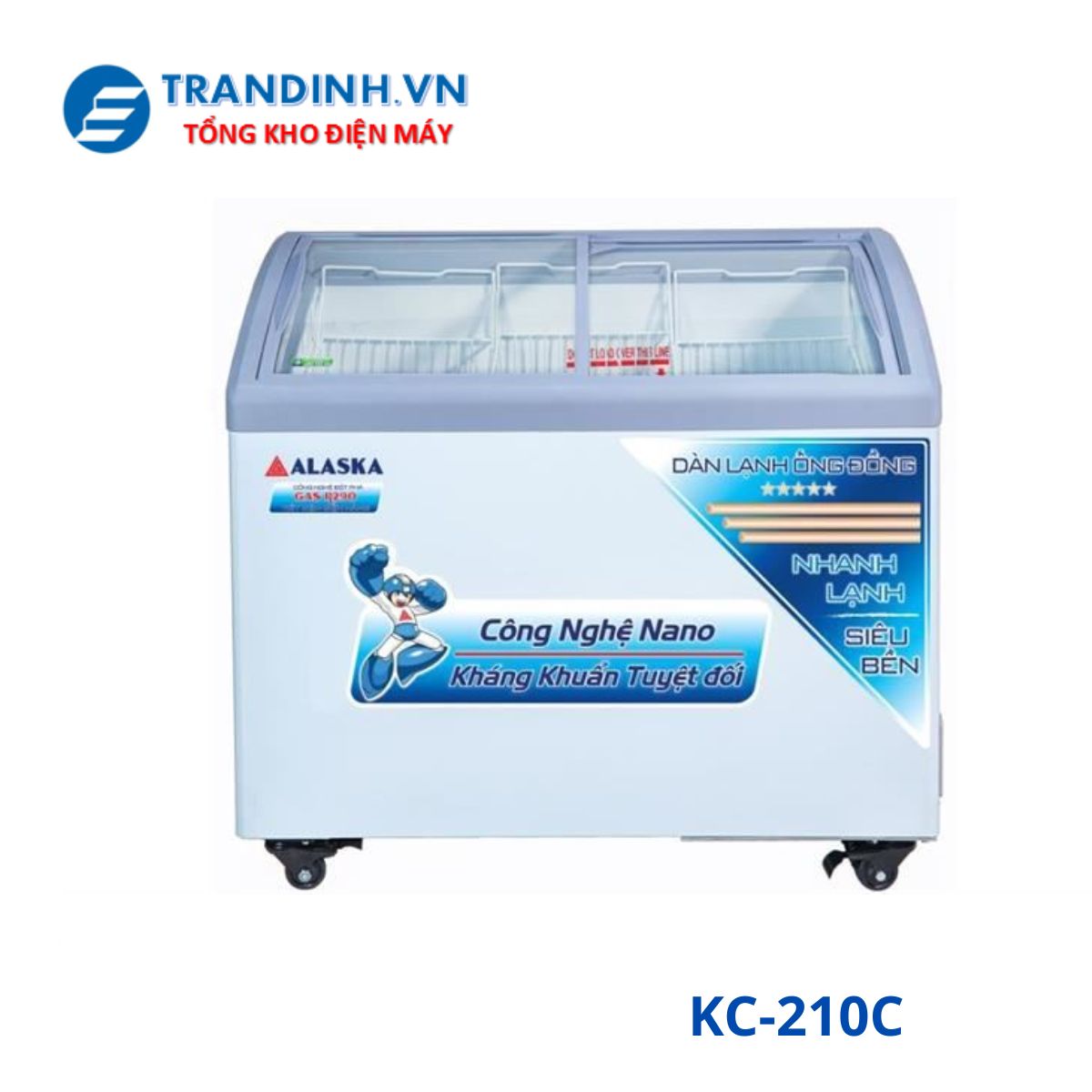 Tủ đông Alaska KC-210C | 300L 1 ngăn 2 cánh nắp kính