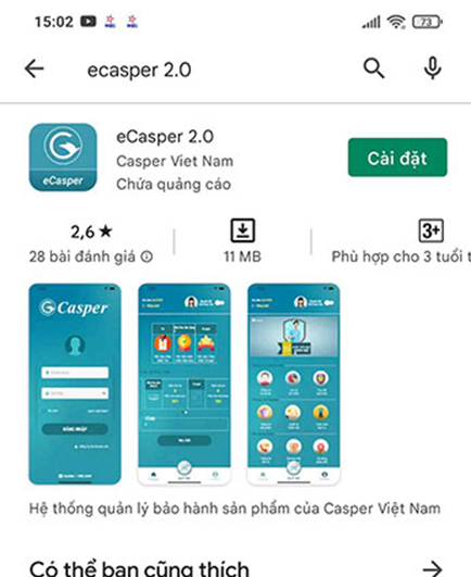 Bước 1: Tải và cài đặt ứng dụng eCasper 2.0