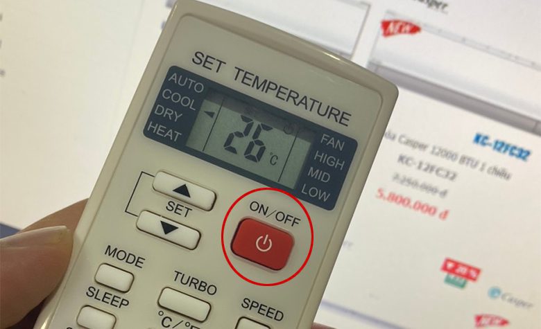 Nhấn ON/OFF khởi động trước khi bật điều hòa casper mát nhất