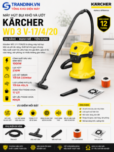Máy hút bụi Karcher WD 3 V-17/4/20 khô và ướt 4 WD 3 V 17 4 20